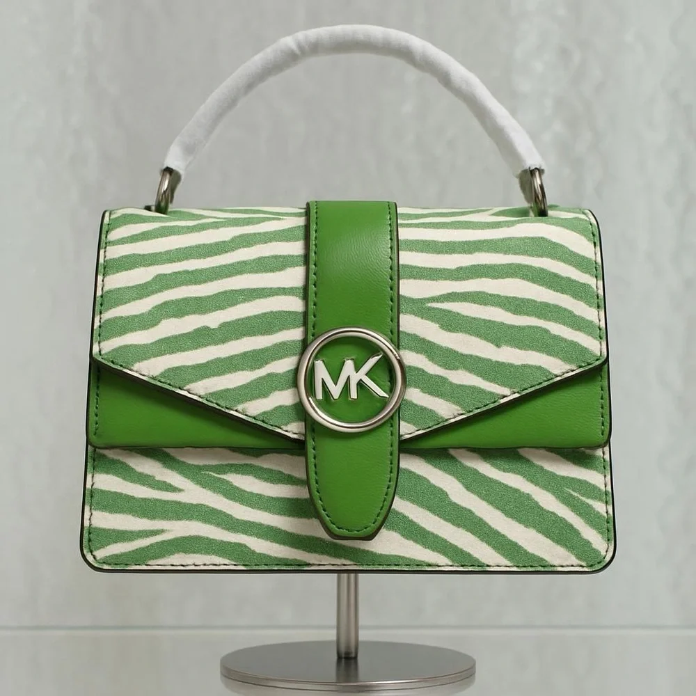 NWT Michael Kors Green and White Zebra Crossbody Bag